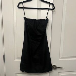 Black Linen Mini Women's Dress